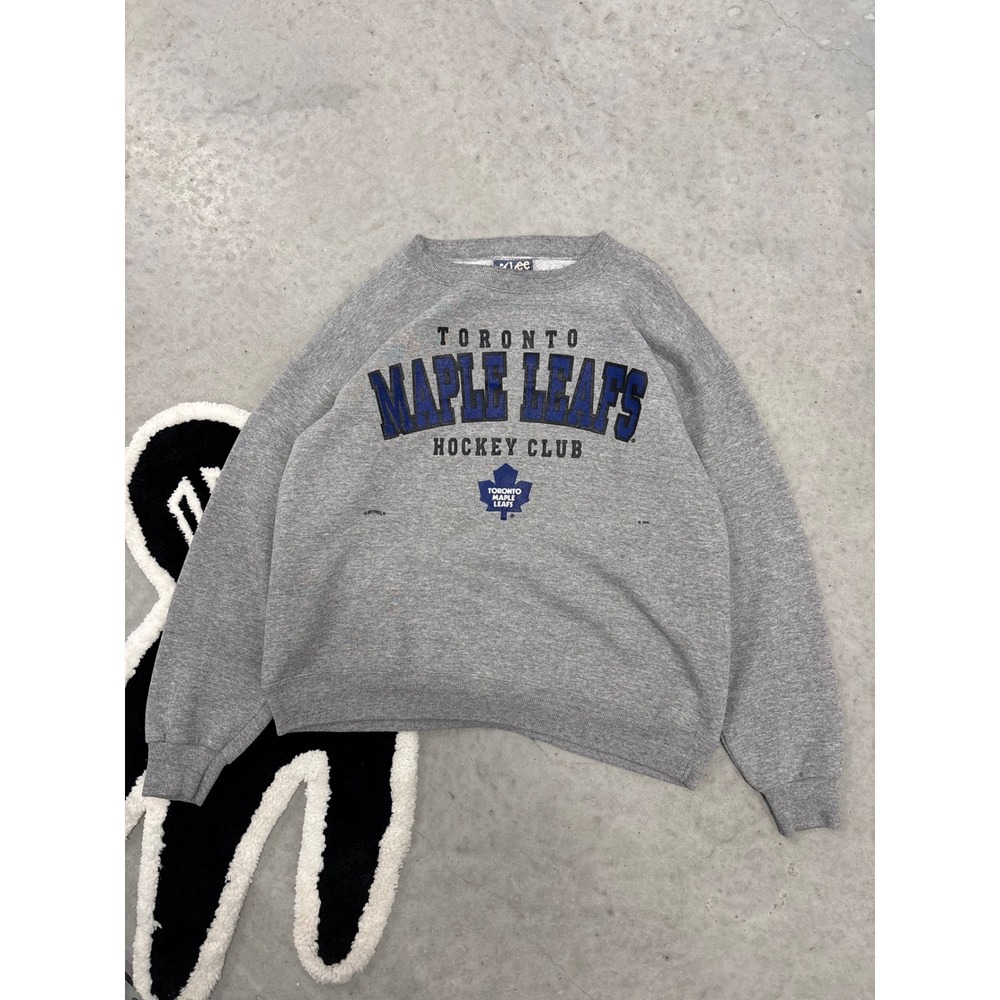 Vintage Lee Sport Toronto Maple Leafs Hockey Club Grey Sweatshirt Large Made USA